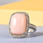 Rosa Opal und weißer Zirkon-Ring, 925 Silber platiniert  ca. 9,08 ct image number 1