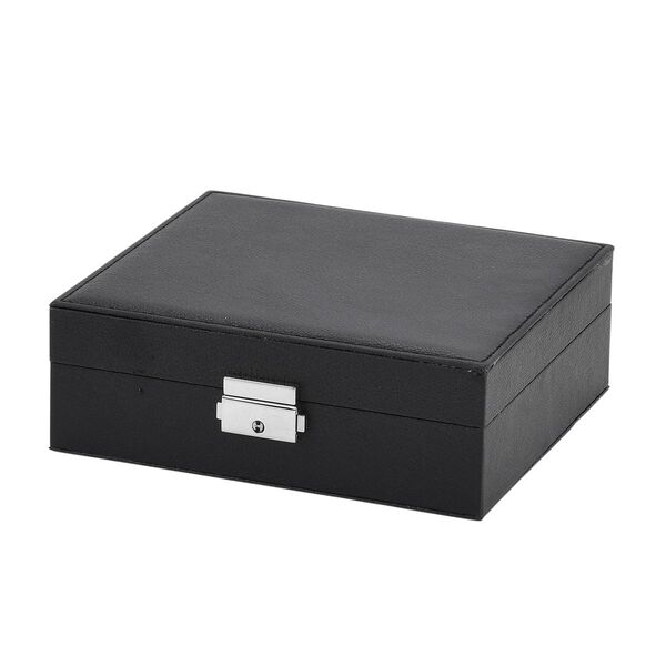 Schmuck Aufbewahrungsbox mit Haken, abschlie&szlig;bar mit Schl&uuml;ssel, 6 F&auml;cher, 19x17x6,8cm, Schwarz image number 4