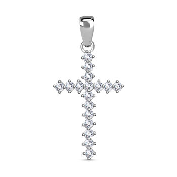 Wei&szlig;er Zirkonia Anh&auml;nger 925 Silber rhodiniert