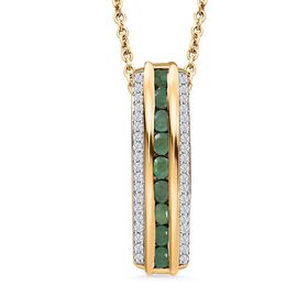 Smaragd und Zirkon Anhänger mit 50cm Kette - 1,45 ct.