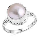 Royal Bali - Weiße Mabe Perle (10-11 mm) Ring 925 Silber (Größe 17.00)