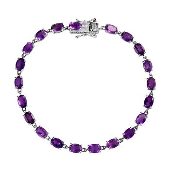 Afrikanischer Amethyst Armband ca. 19 cm 925 Silber platiniert ca. 8,82 ct.