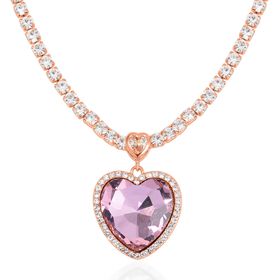 J Francis gefertigt mit SWAROVSKI- Rosa und weiße Swarovski Kristall Halskette, 50cm