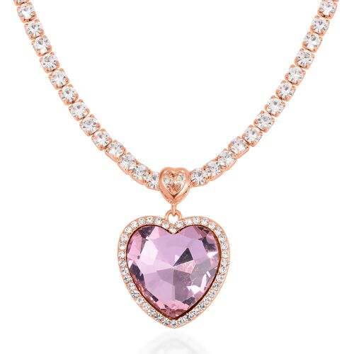 J Francis gefertigt mit SWAROVSKI- Rosa und weiße Swarovski Kristall Halskette, 50cm image number 0