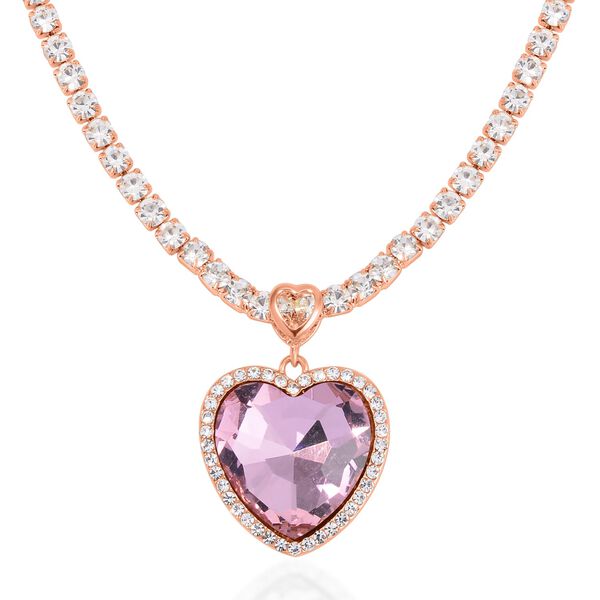 J Francis gefertigt mit SWAROVSKI- Rosa und weiße Swarovski Kristall Halskette, 50cm image number 0