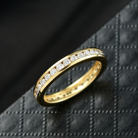 LUXURIANT DIAMOND - Lab Grown Diamant VS-EF Ring 925 Silber 750 Gelbgold Vermeil (Größe 19.00) ca. 1,00 ct