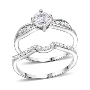 LUSTRO STELLA - Wei&szlig;er Zirkonia Ring 925 Silber rhodiniert (Gr&ouml;&szlig;e 18.00)