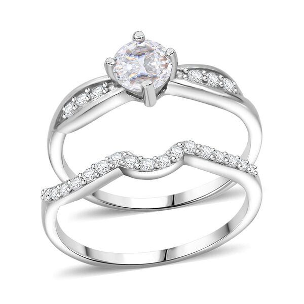 LUSTRO STELLA - Weißer Zirkonia Ring 925 Silber rhodiniert (Größe 18.00) image number 3