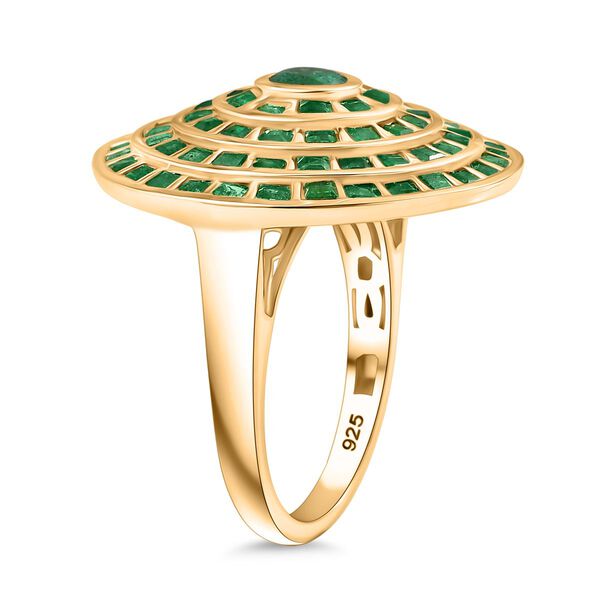 AA Kagem Sambischer Smaragd Ring 925 Silber 750 Gelbgold Vermeil  (Gr&ouml;&szlig;e 18.00) ca. 4.28 ct image number 5