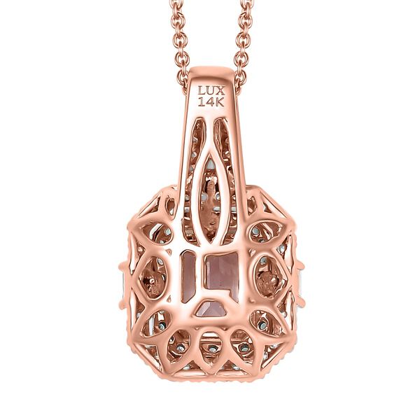 LUXORO zertifiziert und geprüft AAA Rosa Morganit, Paraiba Turmalin und Diamant Anhänger mit 45cm Kette in 585 Roségold - 1,78 ct. image number 4