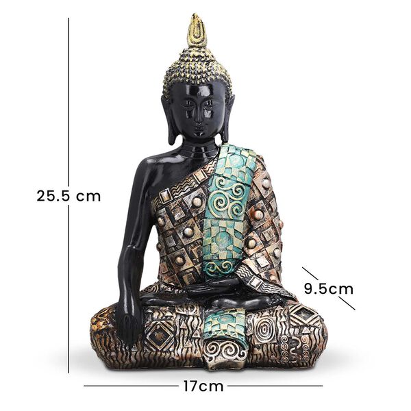 Buddha Statue mit Ornamenten, Schwarz und Gold image number 5