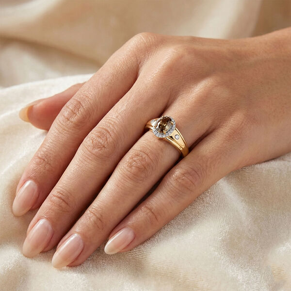 D'Joy AA nat&uuml;rlicher, goldener Tansanit und Moissanit Ring - 0,81 ct. image number 2