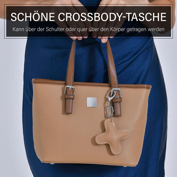 Crossbody Bag mit Designer-Anhänger in Kreuzform, Khaki image number 2