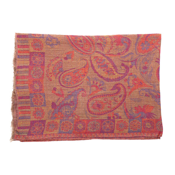 Premium Kollektion - gewebter Schal, Natur Seide und Wolle, Jamawar Design, 70x200 cm, Lavendel image number 5