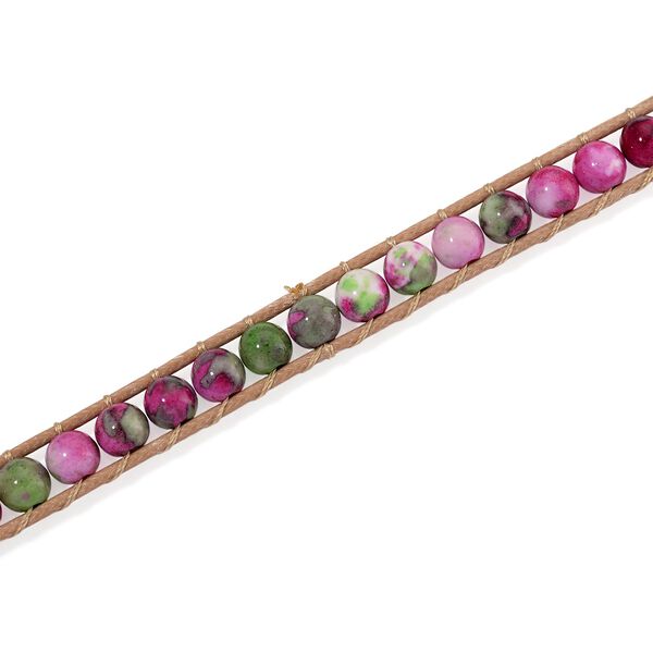 Flexible Fuchsia-grüne Regenblumen-Yuhua-Quarzit Halskette - 80 ct. image number 4