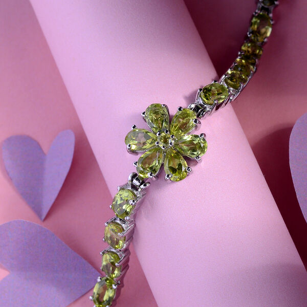 Natürliches Peridot-Armband, 19 cm, Edelstahl, ca. 9,31 ct image number 2