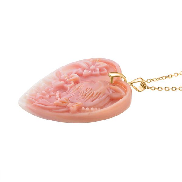 SEHR SELTENER Natürliche Rosa Königsmuschel Perle Anhänger mit Kette ca. 50 cm, 925 Silber vergoldet image number 2