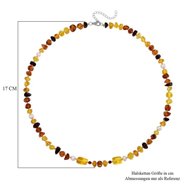 Bernstein, Wei&szlig;e S&uuml;&szlig;wasser Perle, Halskette Flexibles 925 Silber rhodiniert (15-20 Werktage Lieferzeit) image number 6