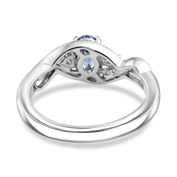 Tansanit und wei&szlig;er Zirkon-Ring, 925 Silber platiniert  ca. 0,67 ct image number 6