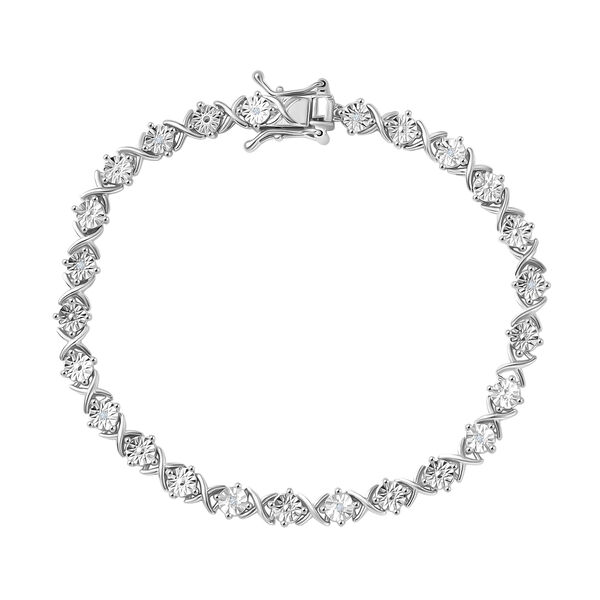 EVER TRUE Weißer Diamant Armband ca. 19 cm Nickelfreies Messing, Silberfarben image number 0