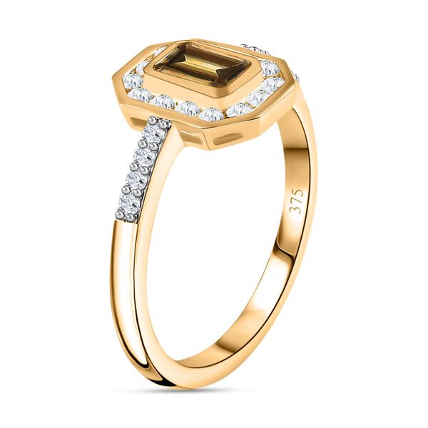 AAA Nat&uuml;rlicher, goldener Tansanit und Moissanit-Ring in 375 Gold - 1,17 ct. image number 7