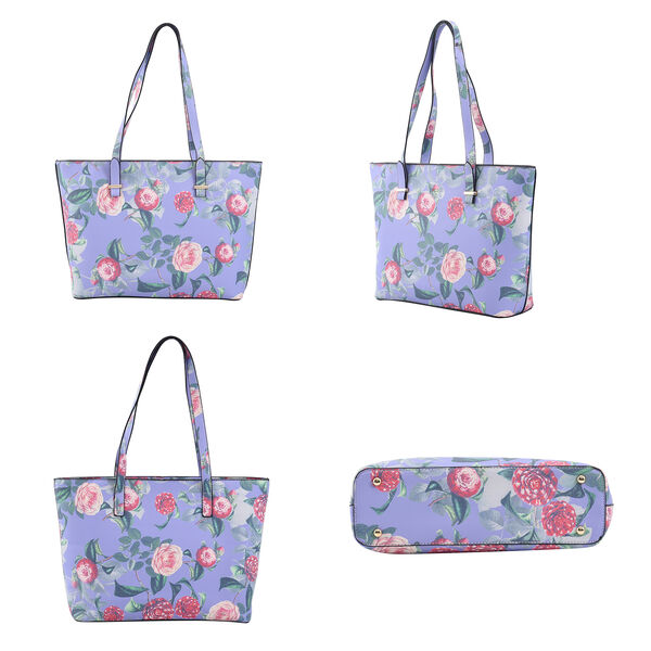 Passage - 4er-Set, Handtasche, Crossbody Tasche, Clutch und Brieftasche mit Blumen Muster, Lila image number 3