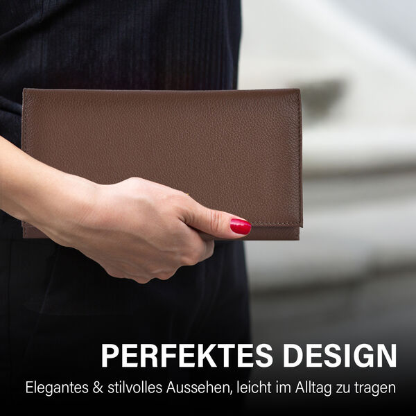 Sencillez Reise Etui aus Echtleder, braun image number 2
