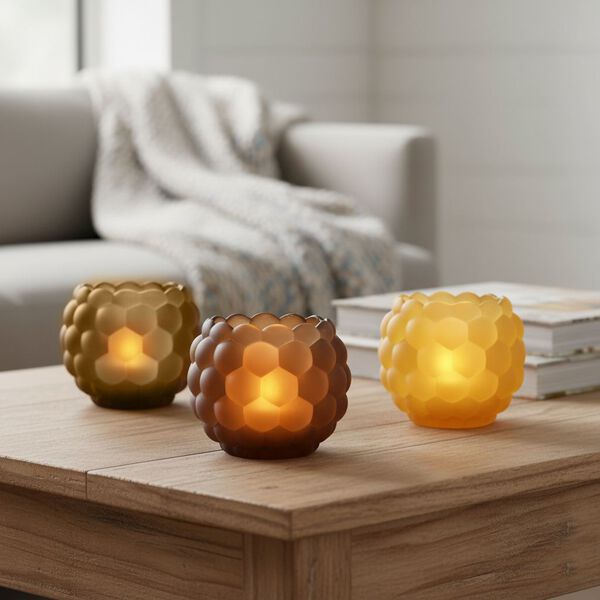 3er Set - Duftkerze Traubenform Französischer Kaffee Vanille Pfirsichblütenhonig, Glas 7.5 x 7 cm image number 2