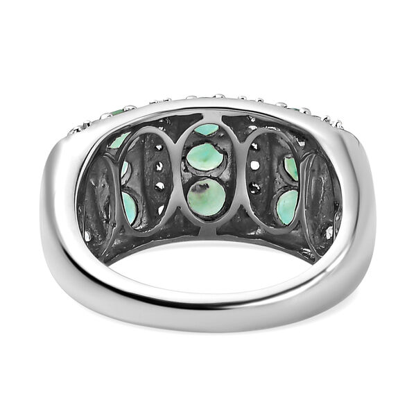 Nat&uuml;rlicher Merelani Mint-Granat und wei&szlig;er Zirkon-Ring, 925 Silber platiniert (Gr&ouml;&szlig;e 17.00) ca. 1.52 ct image number 6