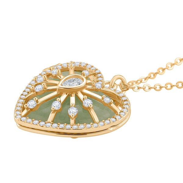 Herz Anh&auml;nger mit wechselbaren Edelsteinen und Kette, ca. 50 cm + 5 cm Extender, Nickelfreies Messing, Goldfarben image number 4