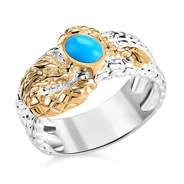 Royal Bali Kollektion- Amerikanischer nat&uuml;rlicher Sleeping Beauty T&uuml;rkis Drachen Ring - 0,83 ct.