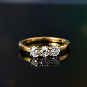 Moissanit Ring, 925 Silber vergoldet - 0,68 ct.