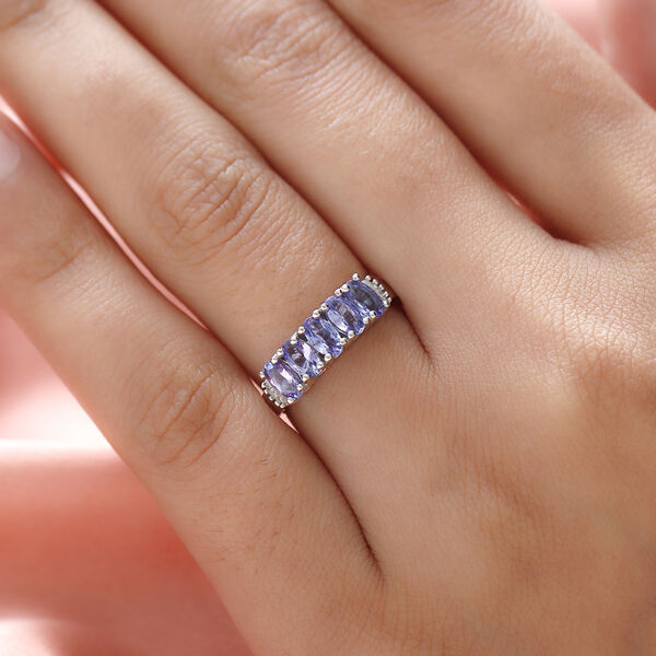Tansanit und weißer Diamant-Ring - 1,15 ct. image number 3