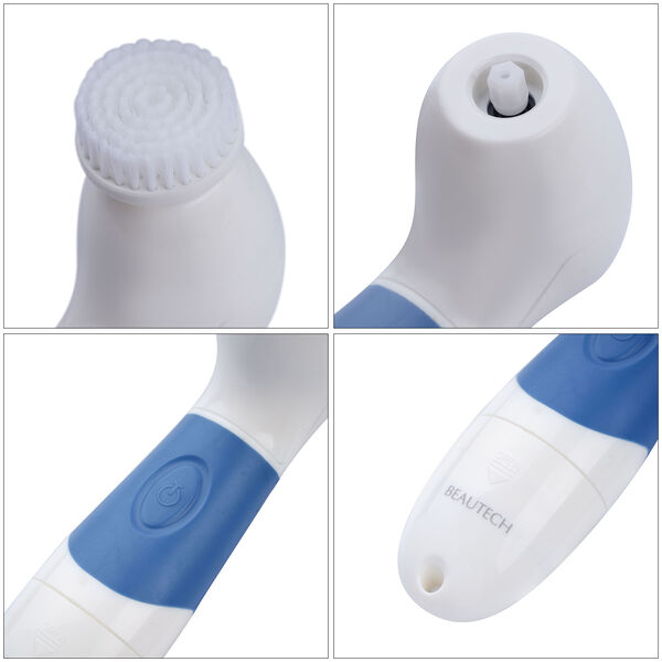4 in 1 Gesichts-Reinigungsbürste, 4xAA Batterien (nicht inkl.), Blau und Weiß image number 6