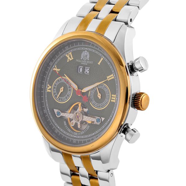 WILLIAM HUNT zweifarbige, wasserdichte Uhr mit Automatikwerk und grünem Zifferblatt, 20cm image number 3