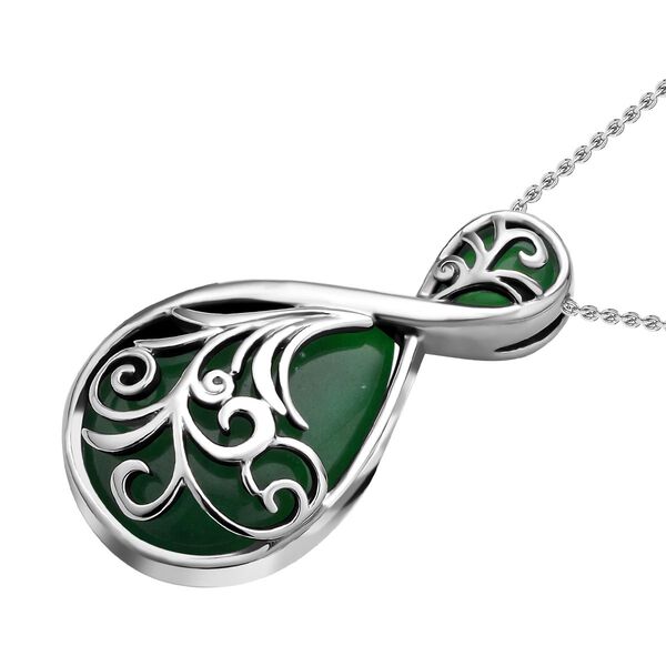 Gr&uuml;ner Aventurin Anh&auml;nger mit Kette, Edelstahl, ca. 20.00 ct image number 3