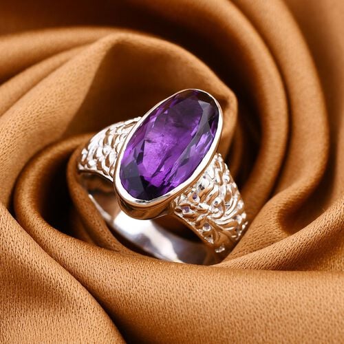 Royal Bali - Afrikanischer Amethyst Ring, 925 Silber, (Größe 17.00), ca. 7.34 ct image number 1