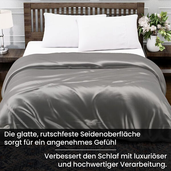 Serenity Night Seidendecke aus 100% Maulbeerseide mit 500gsm Kunstdaunenfüllung, 135x200cm, Grau image number 6