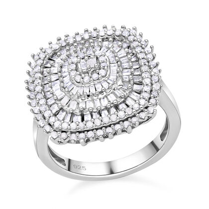 Wei&szlig;er Diamant Ring, 925 Silber platiniert (Gr&ouml;&szlig;e 19.00) ca. 1.00 ct
