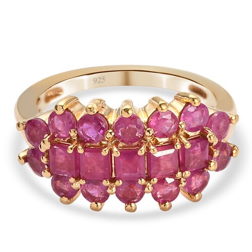 Afrikanischer Rubin-Ring, (Fissure gefüllt), 925 Silber vergoldet image number 0