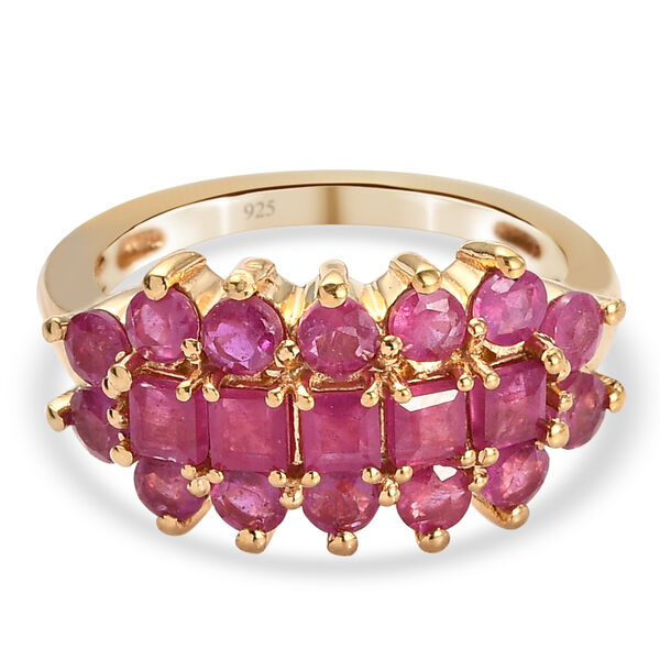 Afrikanischer Rubin-Ring, (Fissure gef&uuml;llt), 925 Silber vergoldet