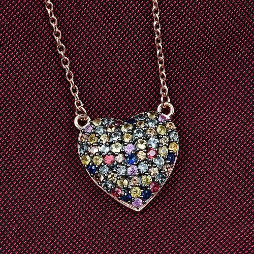AAA Mehrfarbig Saphir Halskette ca. 45 cm 925 Silber Roségold Vermeil ca. 1,86 ct. image number 1