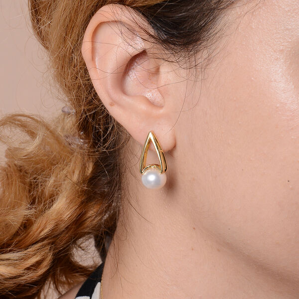 Edison Perle Ohrh&auml;nger 925 Silber Gelbgold-&Uuml;berzug&nbsp; image number 2