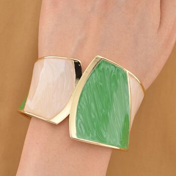 Emaille-Armreif im Colorblock-Design, 17cm, Gr&uuml;n