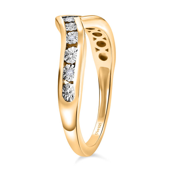 D'Joy Wishbone Ring mit Diamantakzenten, 925 Silber 750 Gelbgold Vermeil image number 5