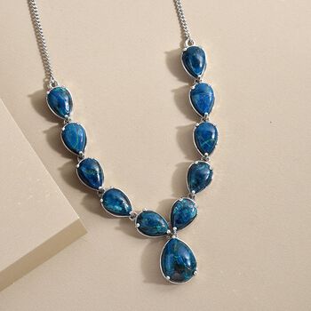 Nat&uuml;rliche Tafelberg Shadowkite Halskette, ca. 45 cm, 925 Silber platiniert ca. 41.85 ct