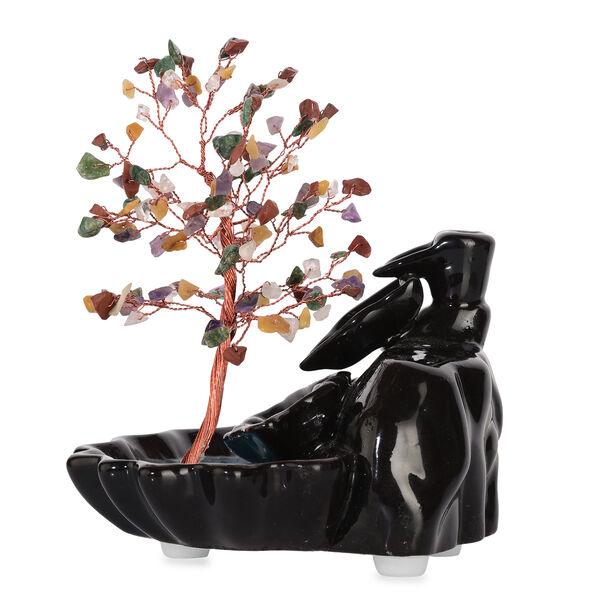 "Seven Chakra Backflow Incense Burner With  Crystal Tree Back Flow Incense Holder With 30 Incense Cones Size:- 18 X 10 X 20 Cms Color- Multi " image number 4