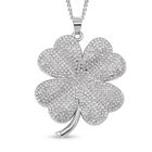 Kristall Kleeblatt-Anhänger mit Kette, silberfarben