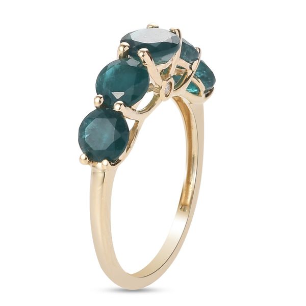 Blaugr&uuml;ner Grandidierit und Diamant 5 Stein Ring 375 Gelbgold image number 4