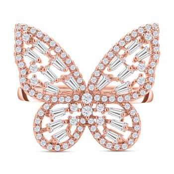 Wei&szlig;er Zirkonia-Ring, (Gr&ouml;&szlig;e 16.00), ca. 1,56  ros&eacute;farben 1.56 ct